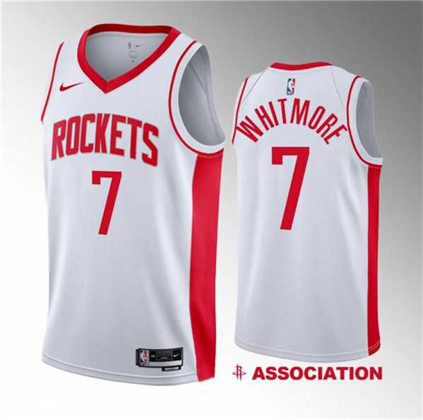 Men's Houston Rockets #7 Cam Whitmore White 2023 Draft Association Edition Stitched Basketball Jersey Dzhi